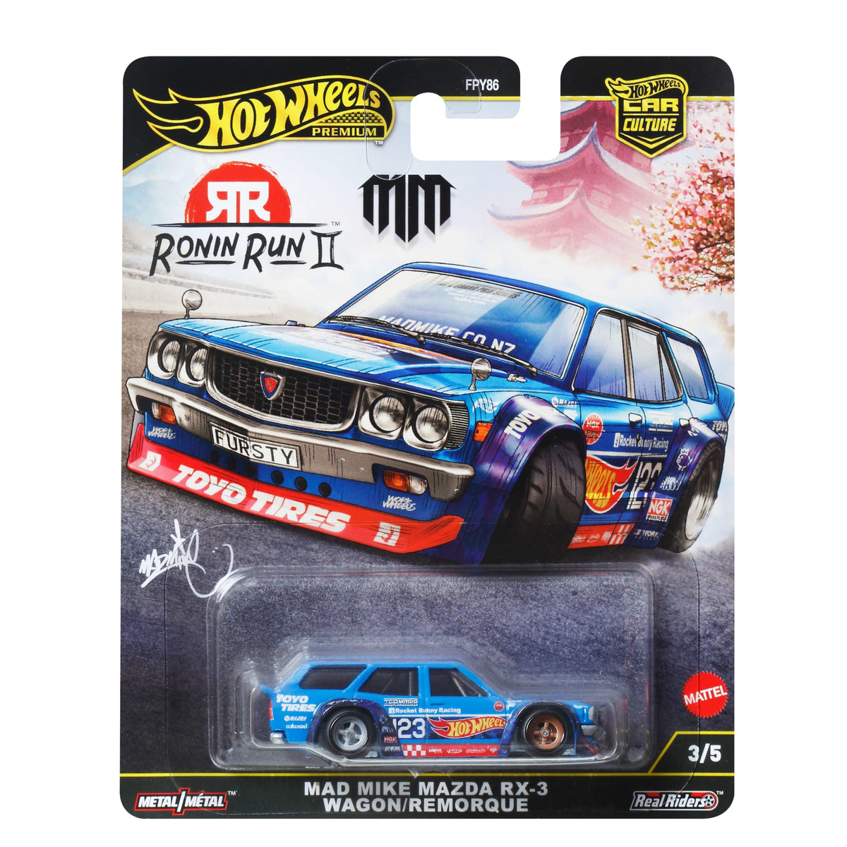Hot Wheels Premium Car Culture Made Mike Mazda RX-3 Wagon/Remorque