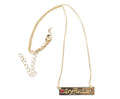 Harry Potter Gryffindor Script Bar Necklace with Stone