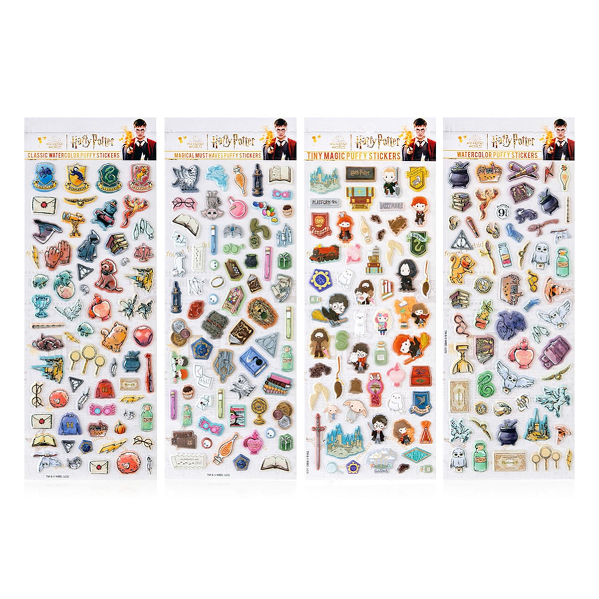 Harry Potter Watercolor Puffy Sticker Sheets | 4-Pack