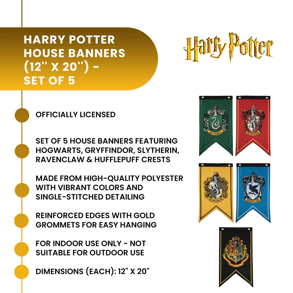 Harry Potter House Banners Flag Set Of 5