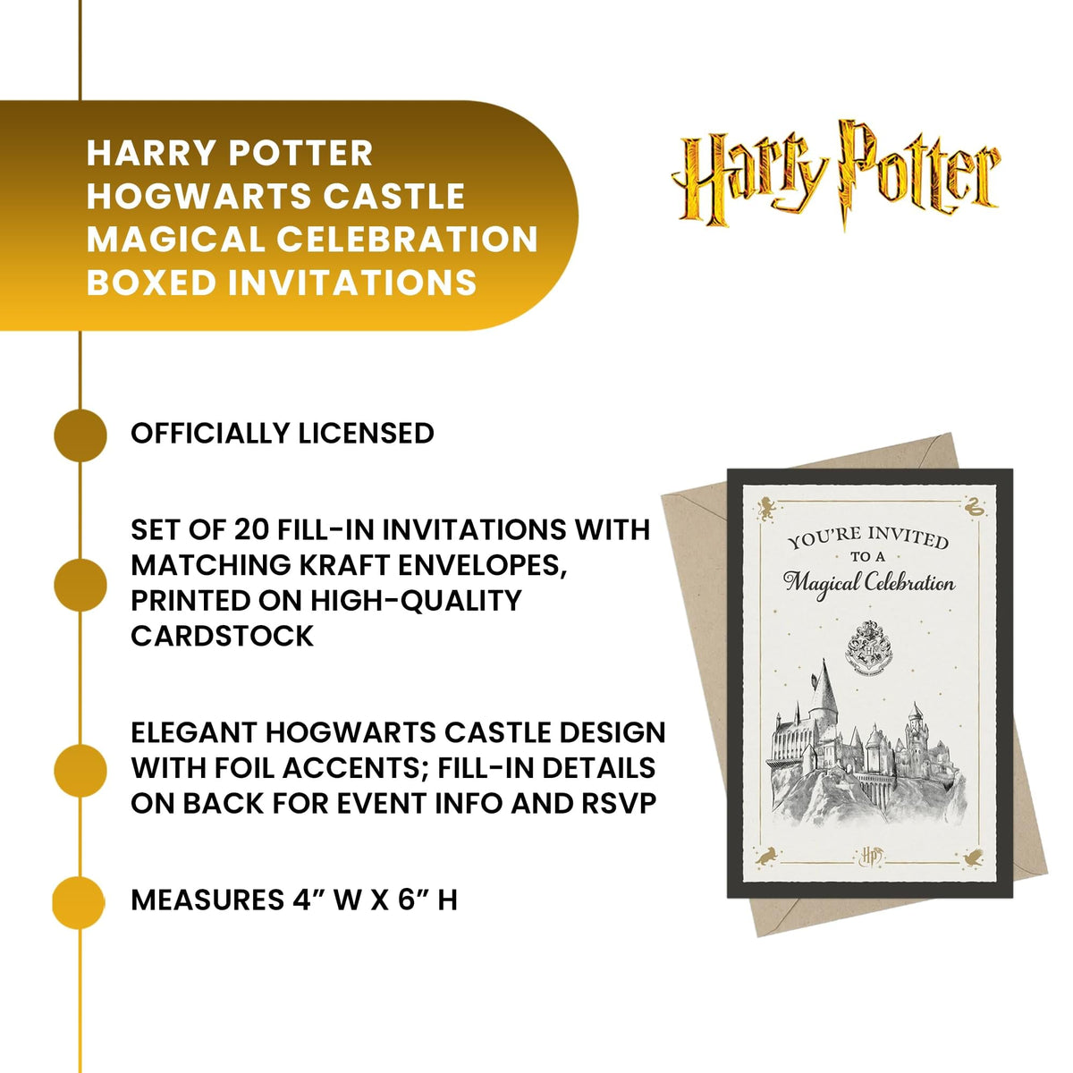Harry Potter Hogwarts Castle Magical Celebration Invitation & Envelope Box Set