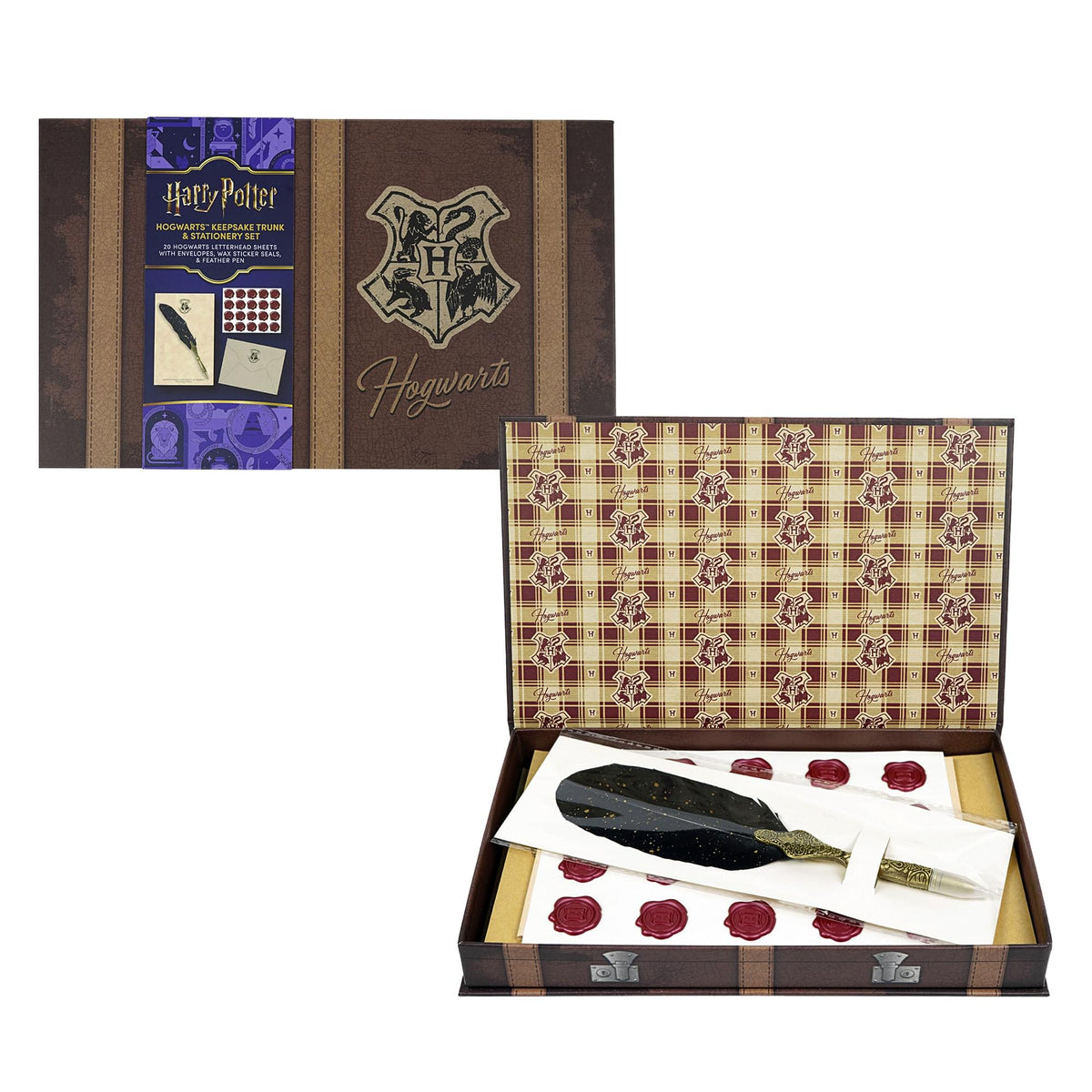 Harry Potter Hogwarts Boxed 20-Piece Stationery Set with Wax Seals & Feather Pen