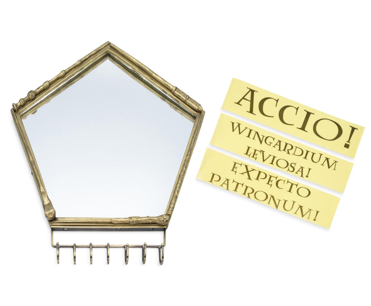 Harry Potter Wand Wall Mirror with Jewelry Hooks Storage Rack