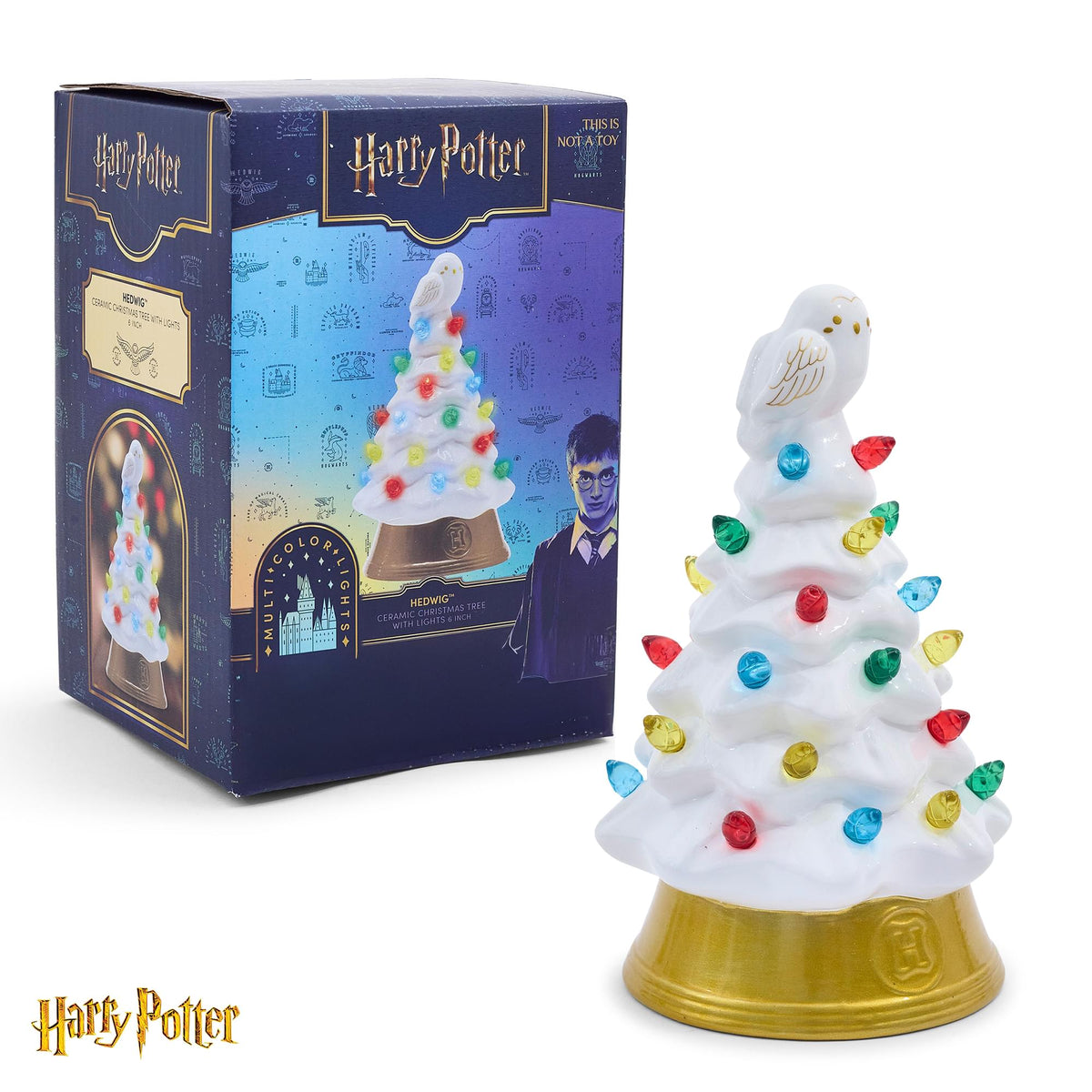 Harry Potter Hedwig Light-Up Ceramic Christmas Tree | 6 Inches Tall