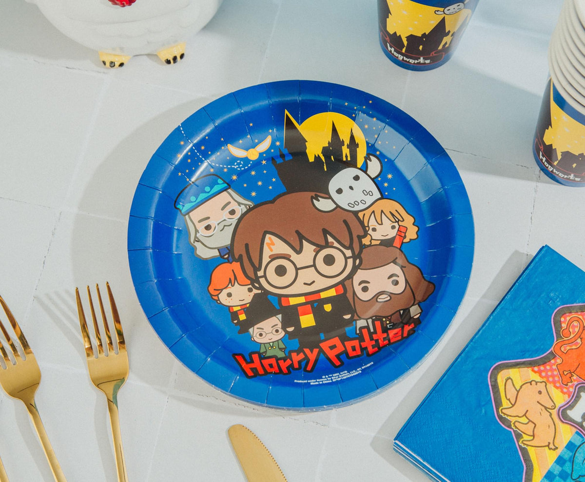 Harry Potter Chibi Friends 60-Piece Party Tableware Set | Cups, Plates, Napkins