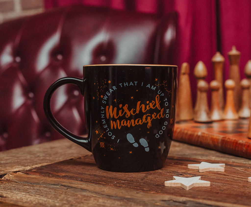 Harry Potter Marauder's Map Black and Gold Ceramic Mug | Holds 18 Ounces