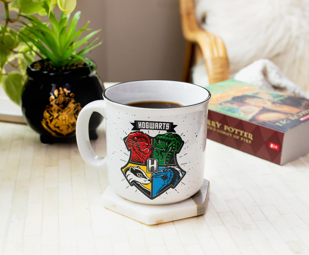 Harry Potter Hogwarts Crest Ceramic Camper Mug | Holds 20 Ounces