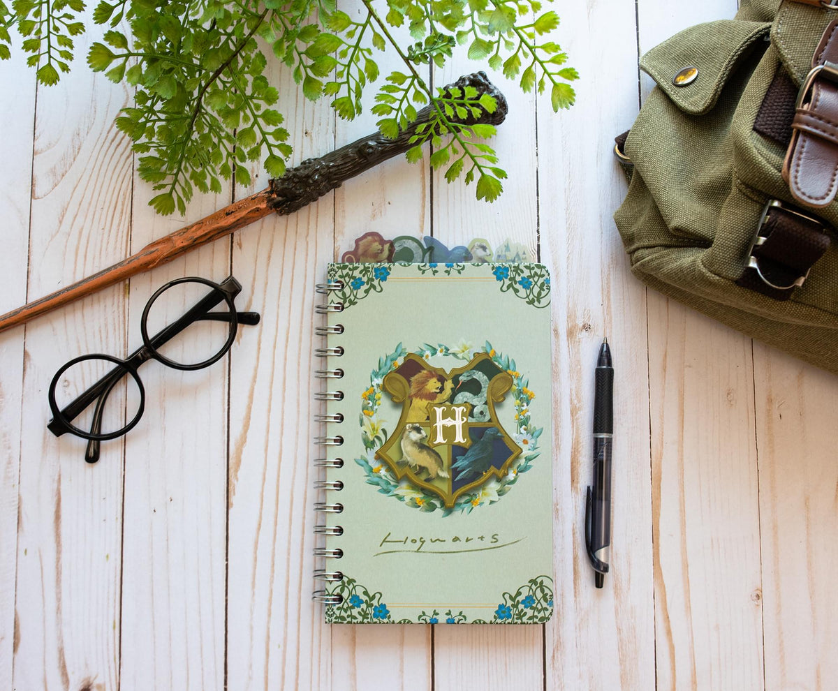 Harry Potter Hogwarts Houses 5-Tab Spiral Notebook With 75 Sheets | 5 x 8 Inches