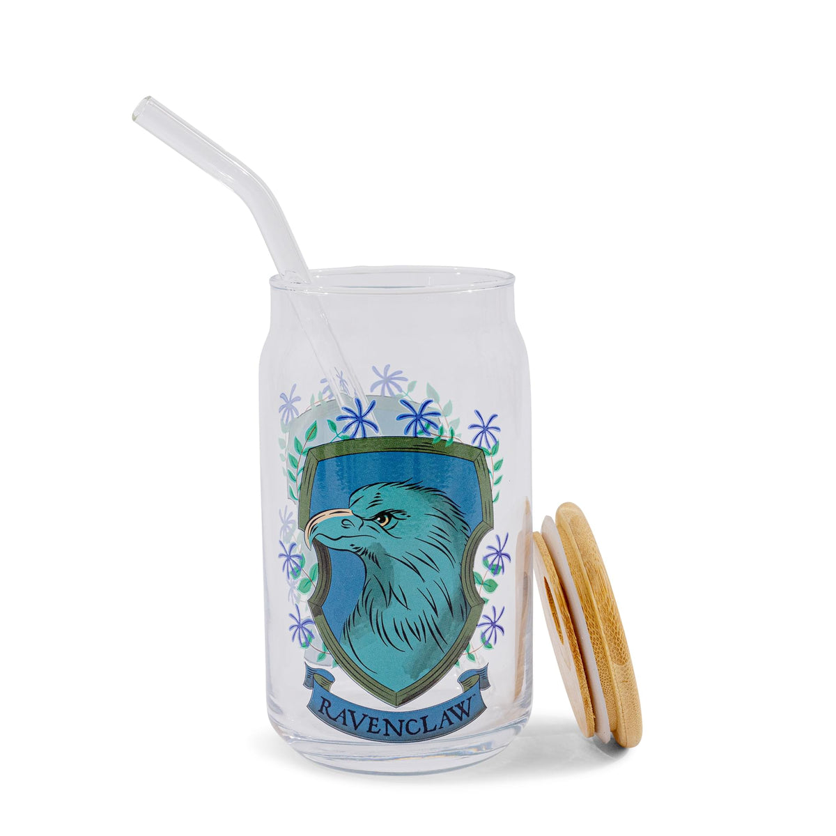 Harry Potter Ravenclaw House Mascot Glass Tumbler With Bamboo Lid and Straw