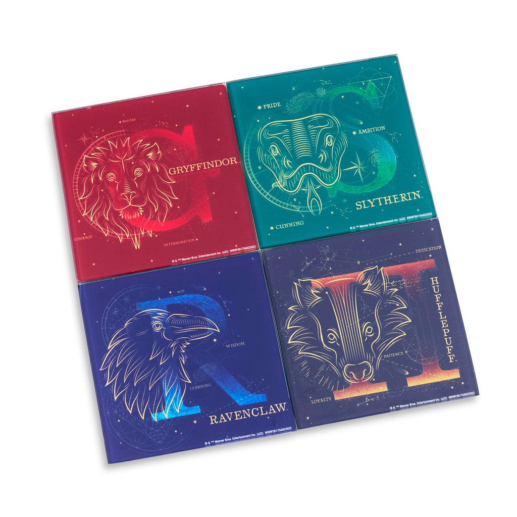 Harry Potter House Constellations 4-Piece Glass Coaster Set | 4 x 4 Inches