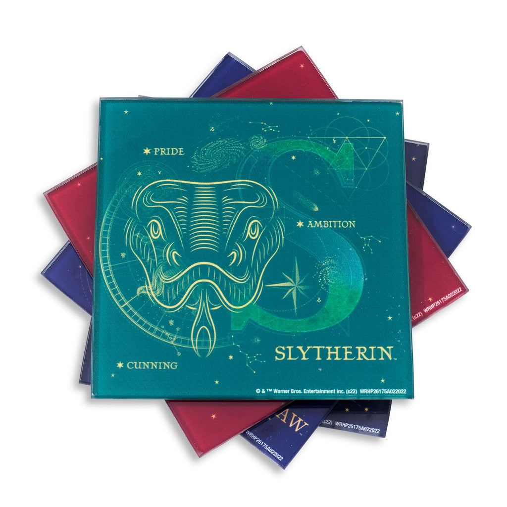 Harry Potter House Constellations 4-Piece Glass Coaster Set | 4 x 4 Inches