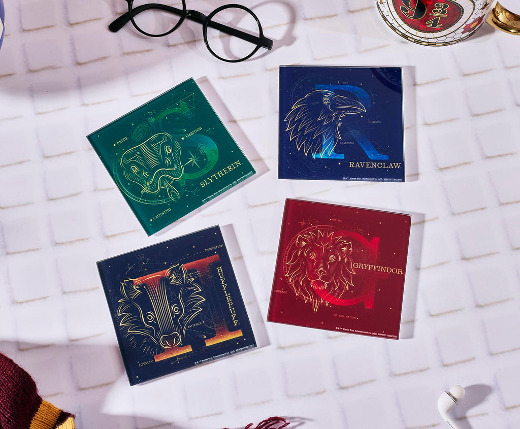 Harry Potter House Constellations 4-Piece Glass Coaster Set | 4 x 4 Inches