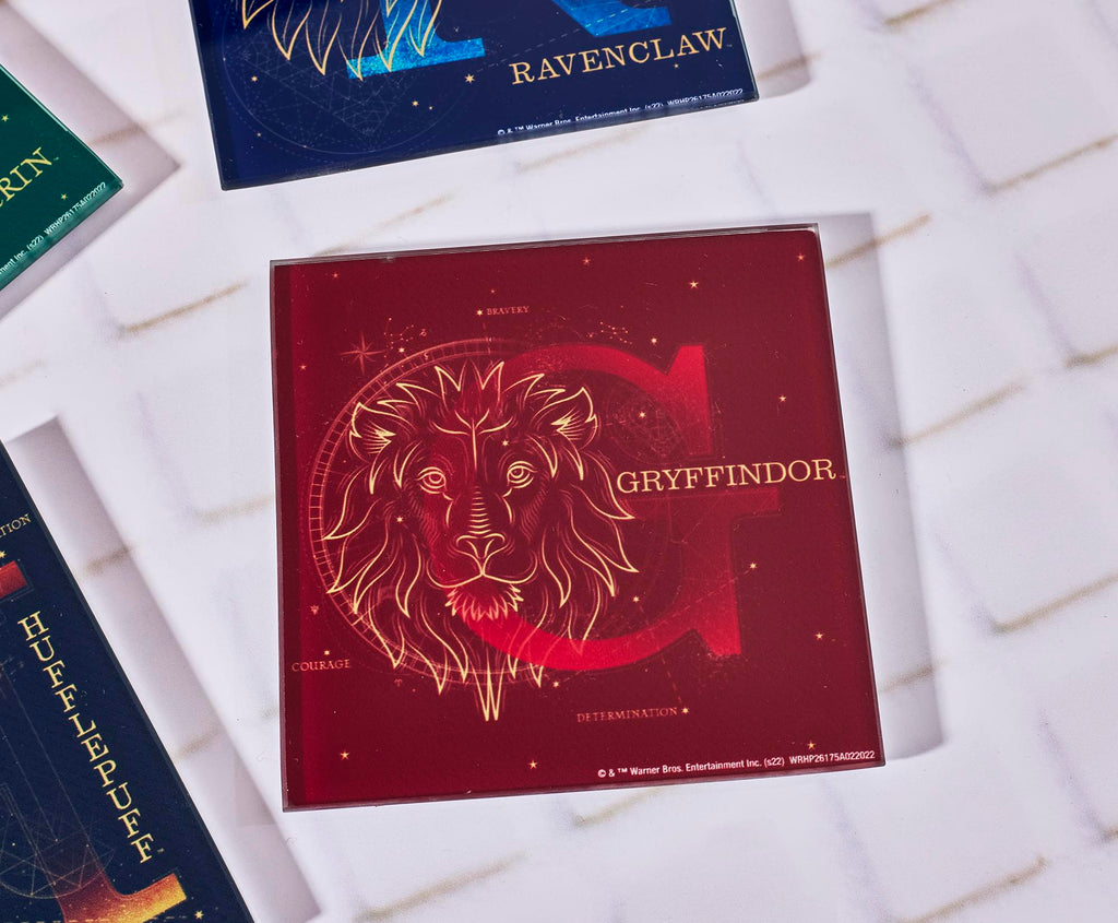 Harry Potter House Constellations 4-Piece Glass Coaster Set | 4 x 4 Inches