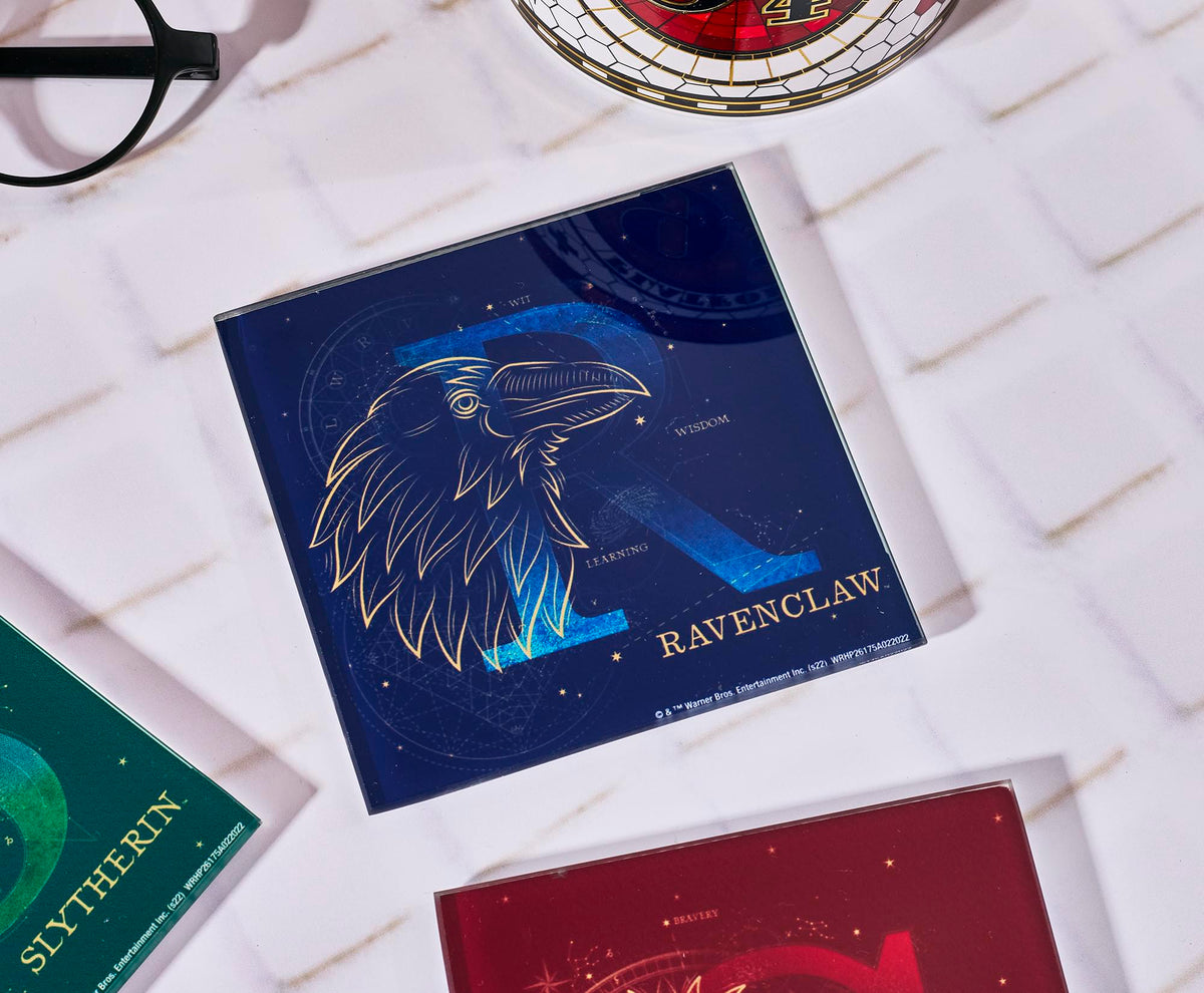 Harry Potter House Constellations 4-Piece Glass Coaster Set | 4 x 4 Inches