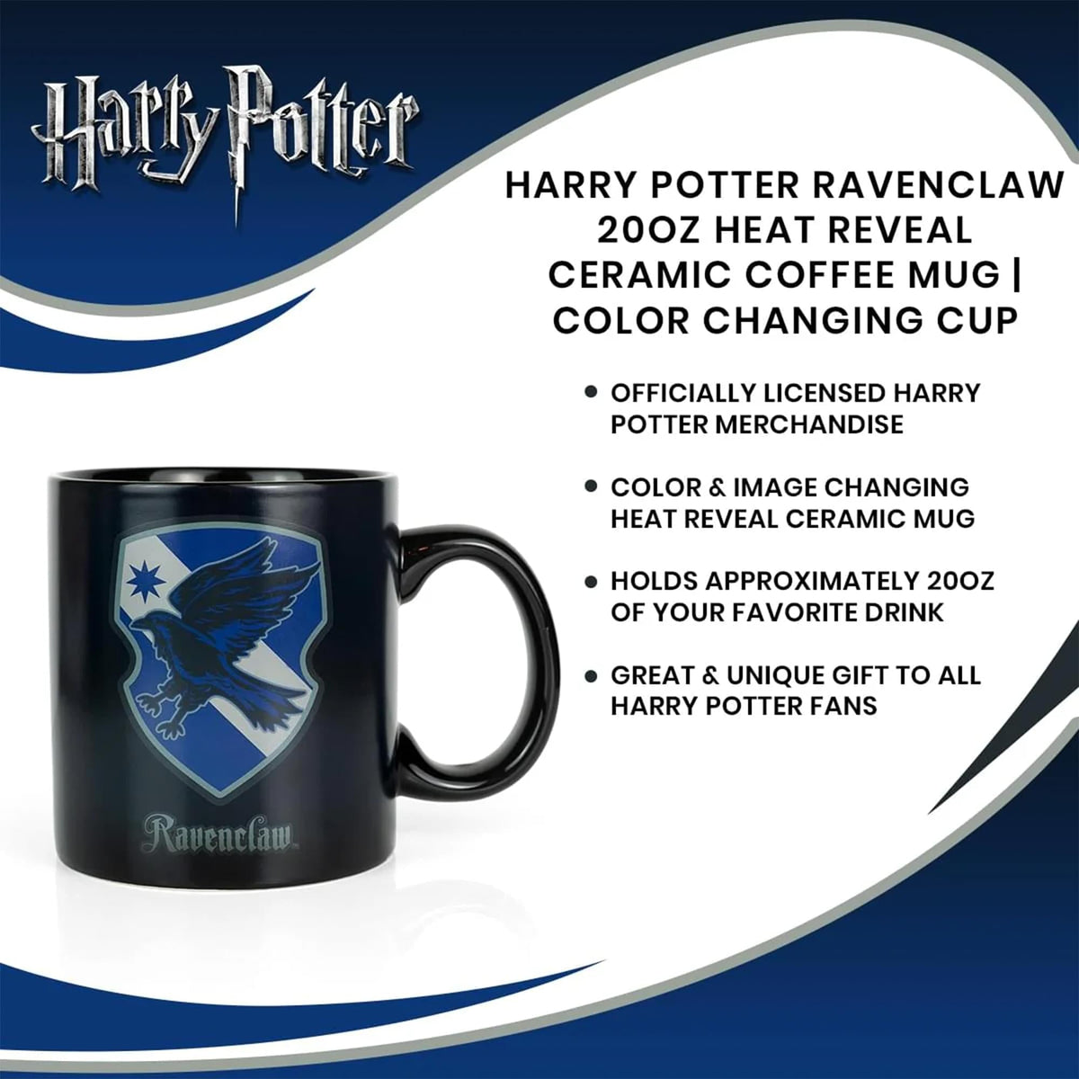 Harry Potter Ravenclaw 20oz Heat Reveal Ceramic Coffee Mug | Color Changing Cup