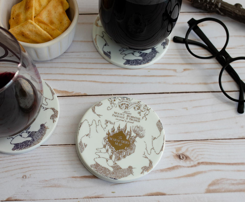 Harry Potter Marauder's Map Round Drink Coasters | Set of 4