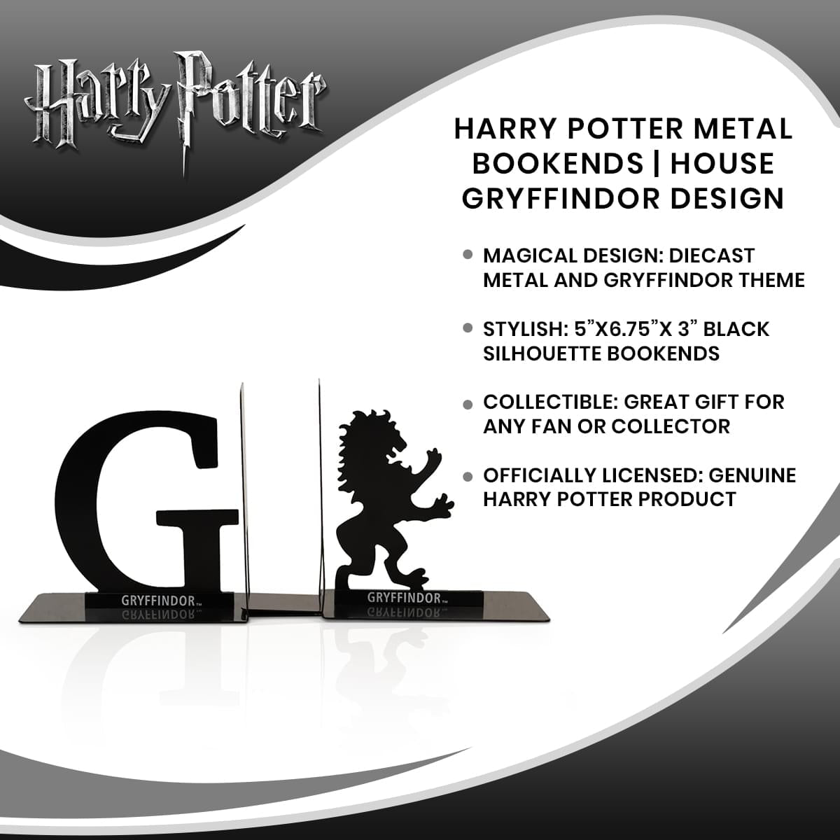 Harry Potter Metal Bookends | House Gryffindor Design
