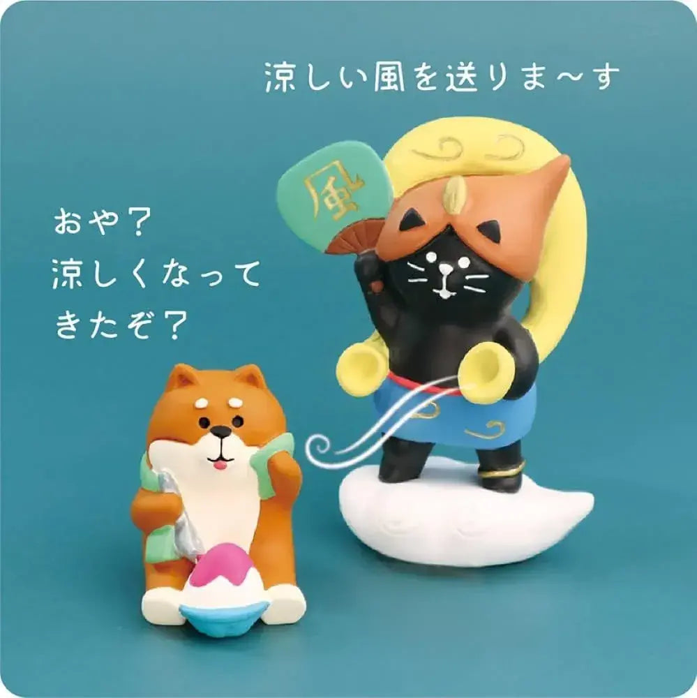Decole Fujin Cat Black Miniature Figurine Display 3 x 5.7 x 7 cm