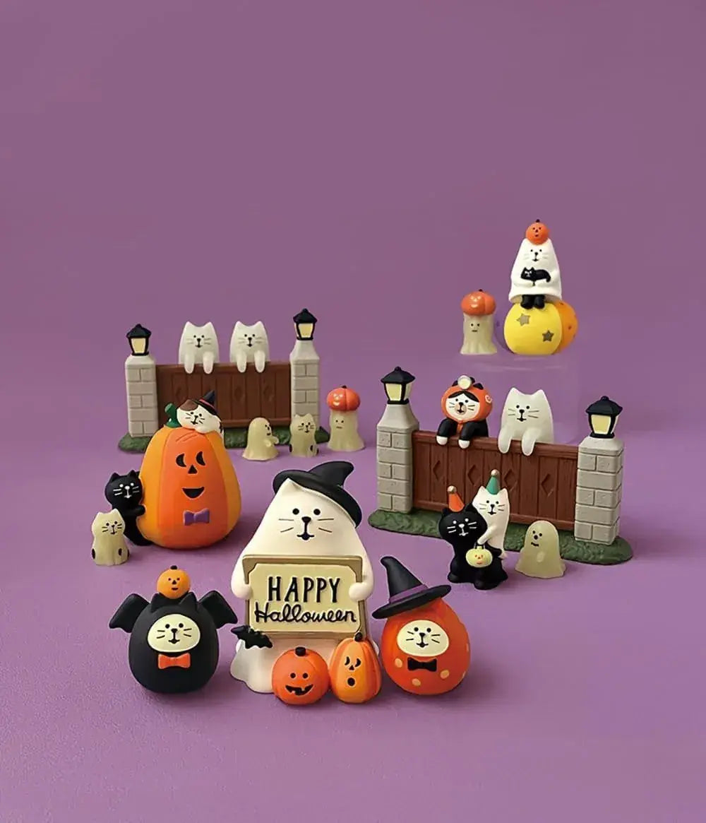 Decole Ghost Cat Pumpkin Halloween Figurine 5 x 5.2 x 7.8 cm