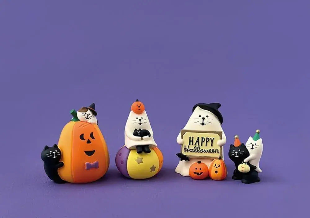 Decole Ghost Cat Pumpkin Halloween Figurine 5 x 5.2 x 7.8 cm
