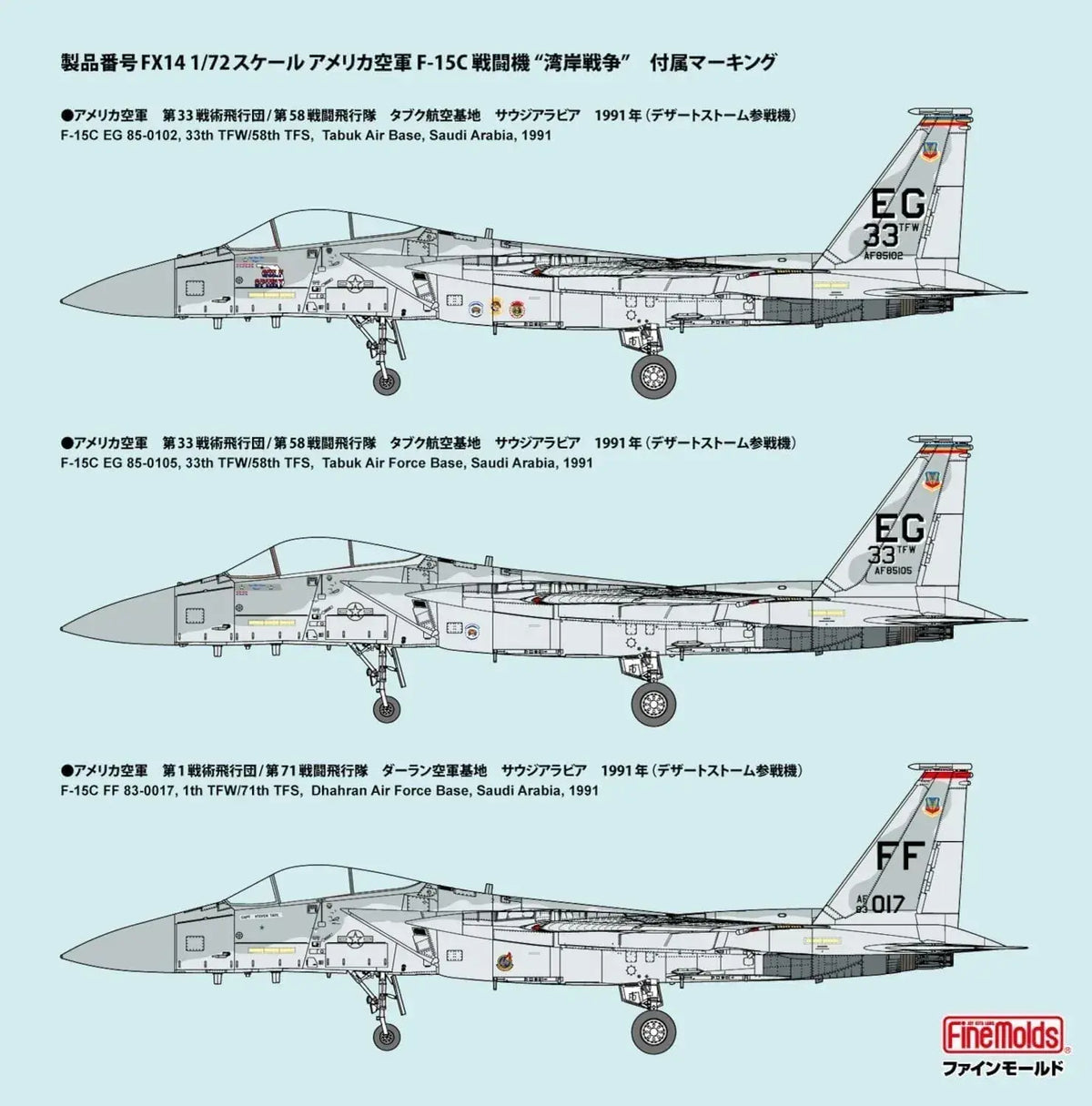 FineMolds 1/72 F-15C Gulf War Aircraft Plastic Model Kit
