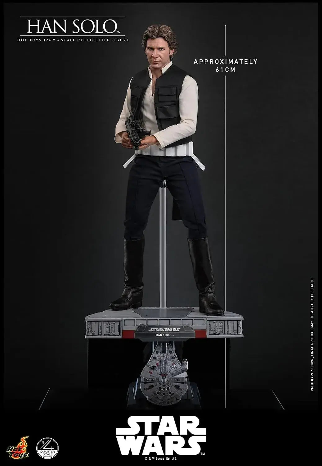 Hot Toys Star Wars Han Solo 1/4 Scale Figure Stability Display 46cm