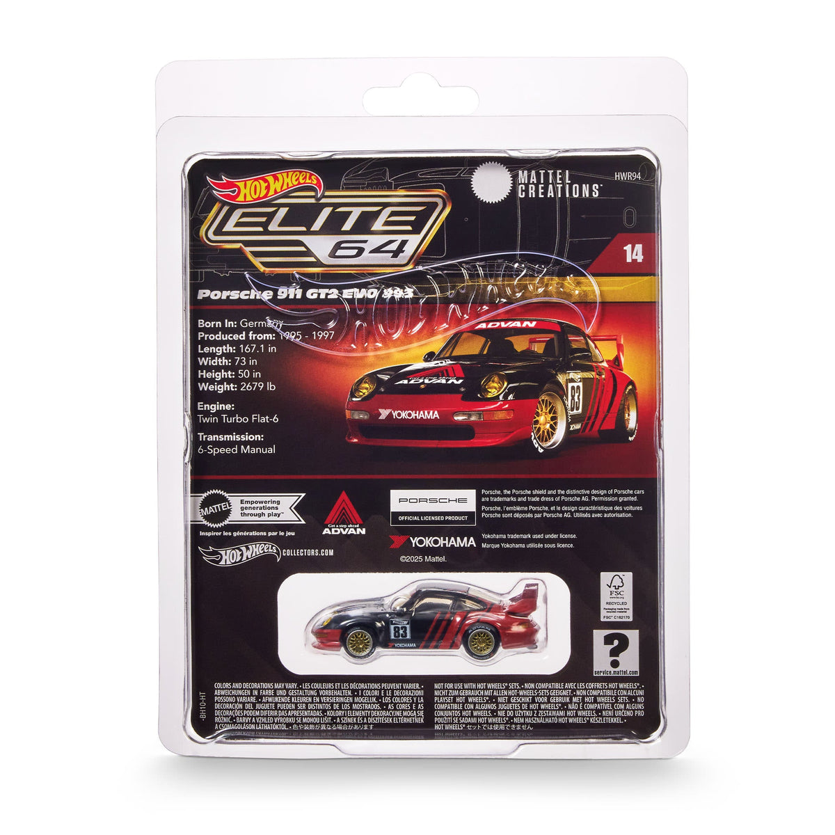 Hot Wheels Elite 64 Porsche 911 GT2 EVO 993