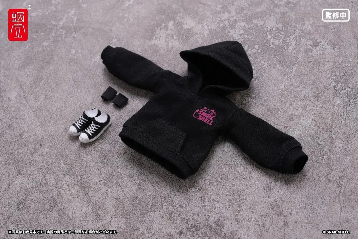 Snail Shell Devils Whisper Printed Hoodie Set Black 1/10-1/12