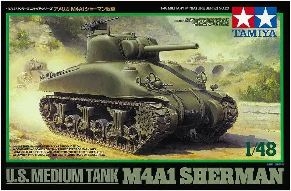 Tamiya M4A1 Sherman Tank Plastic Model Assembly Kit 1/48 Scale