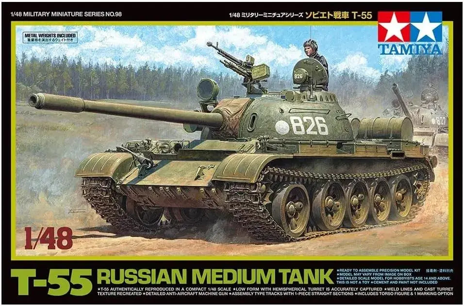 Tamiya Soviet Tank Assembly Kit T-55 Plastic Model 1/48 Scale