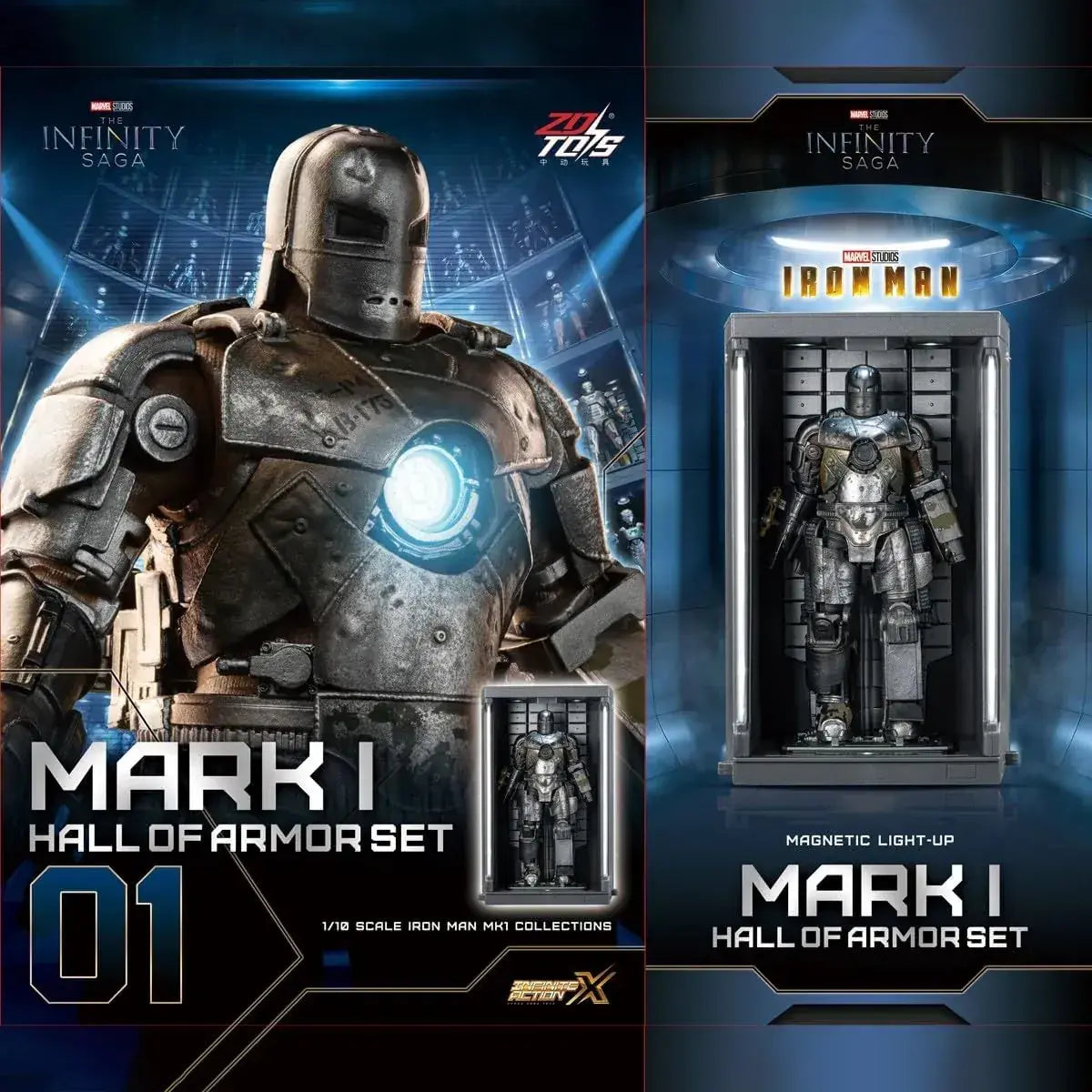 ZD Toys Iron Man MK1 Figure Hall of Armor Articulated Toy Set